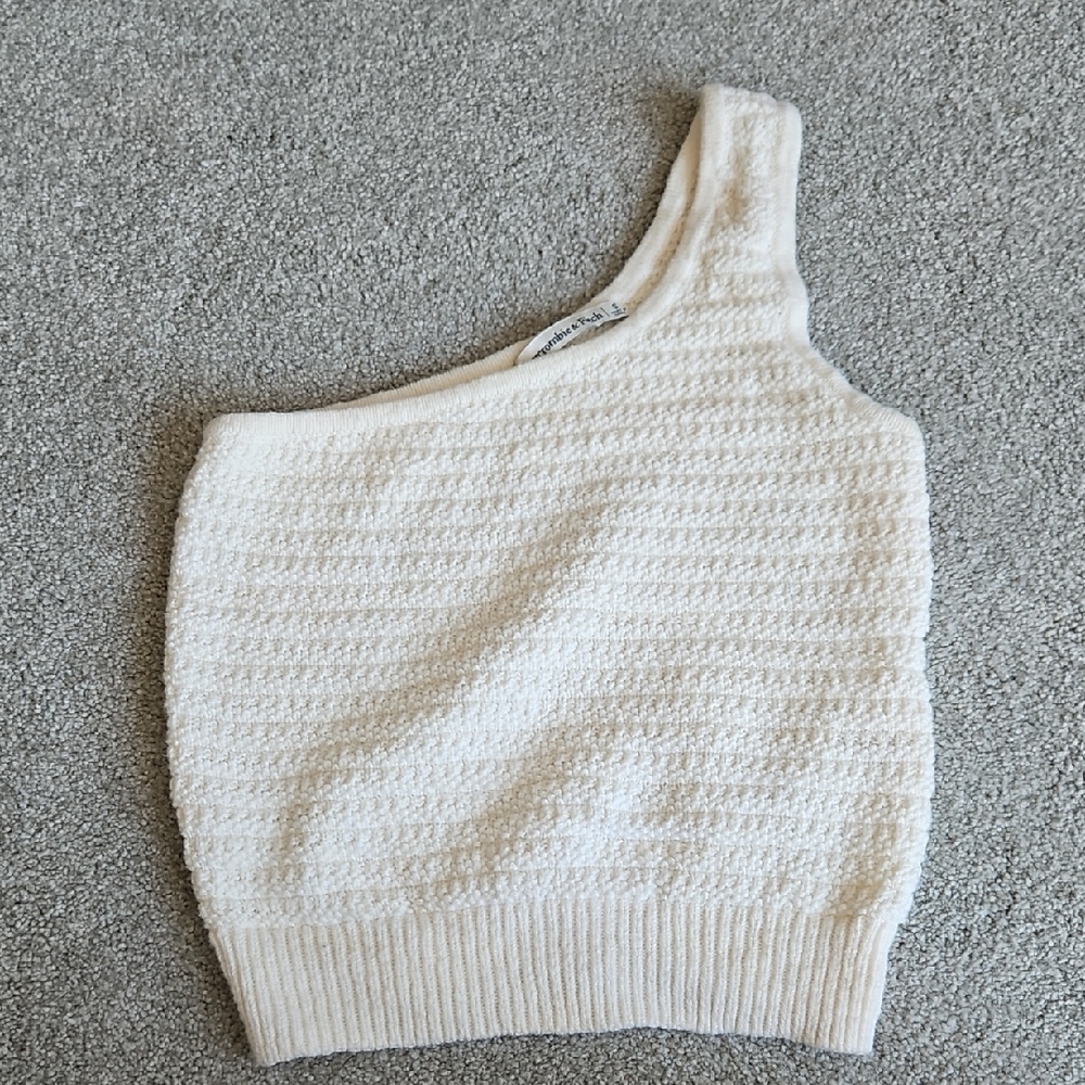 Abercrombie & Fitch Cream Knit One Shoulder Sweater